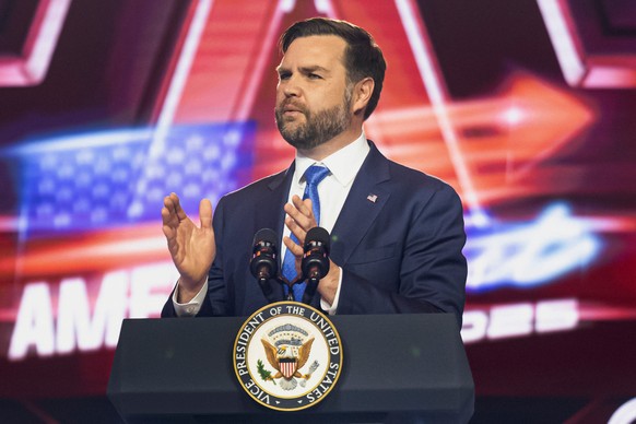 Vice President JD Vance speaks during Turning Point USA's AmericaFest 2025, Sunday, Dec. 21, 2025, in Phoenix. (AP Photo/Jon Cherry)
Turning Point