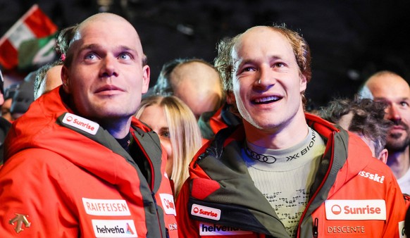 INVERNALI - Sci Alpino - FIS Alpine World Ski Championships - Men s Downhill FIS Alpine World Ski Championships Saalbach 2025 Men s Downhill - Medal Ceremony ROGENTIN Stefan SUI - ODERMATT Marco SUI S ...