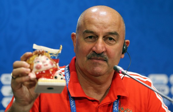 epa06851413 Russia&#039;s head coach Stanislav Cherchesov arrives to attend a press conference at Luzhniki Stadium in Moscow, Russia, 30 June 2018. Russia will face Spain in the FIFA World Cup 2018, r ...