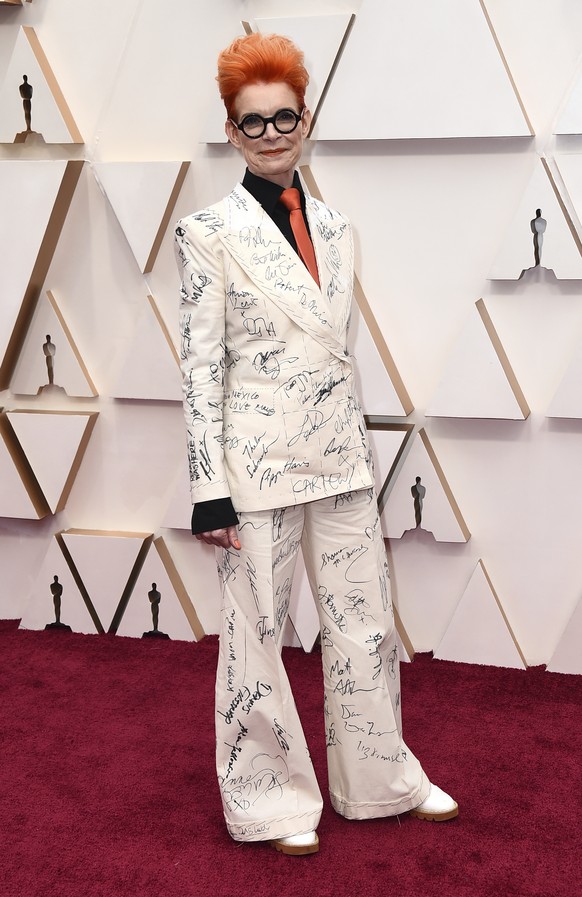 Sandy Powell arrives at the Oscars on Sunday, Feb. 9, 2020, at the Dolby Theatre in Los Angeles. (Photo by Jordan Strauss/Invision/AP)
Sandy Powell