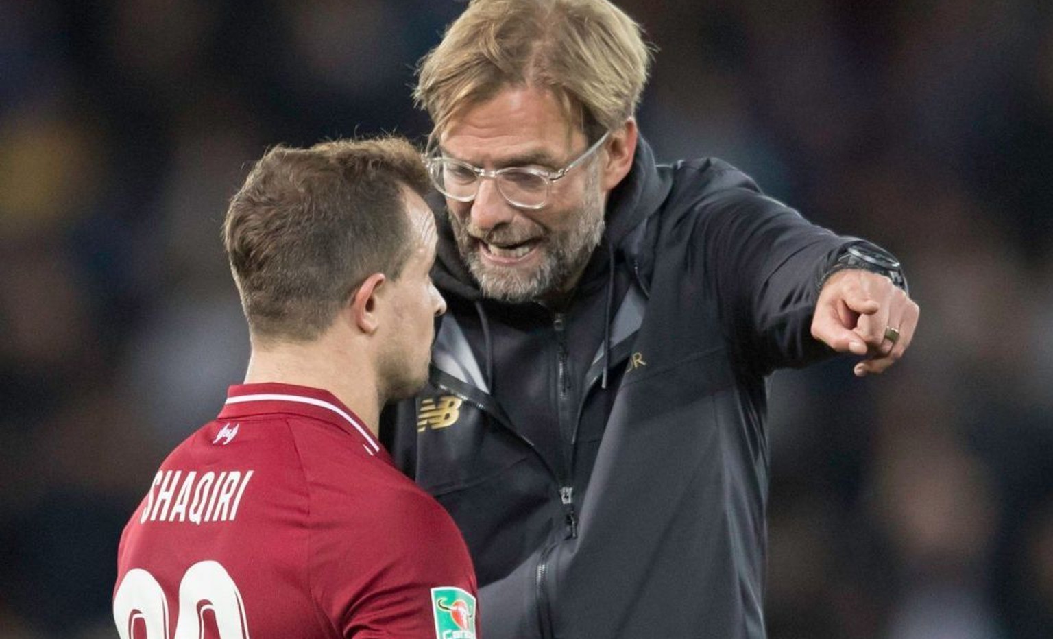 Shaqiri muss sich von Klopp nach der ersten Liverpool-Niederlage der Saison einiges anhören.