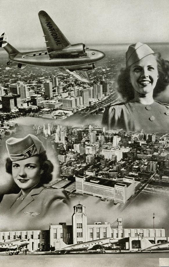 Das Plakat warb mit Flügen von New Orleans nach Jackson, Memphis, St. Louis und Chicago. 
