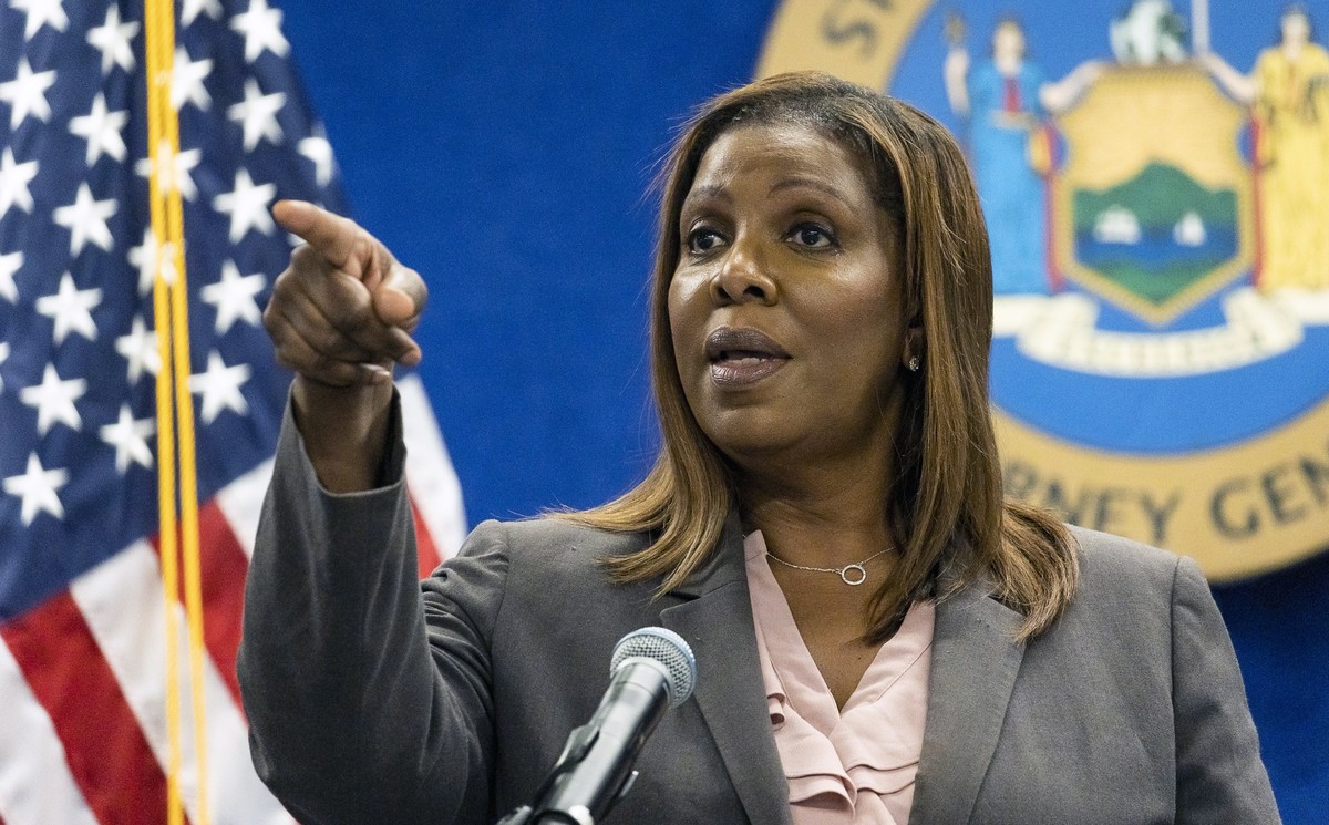 epa09218608 New York Attorney General Letitia James during a press conference about proposed criminal justice reform in New York, New York, USA, 21 May 2021. It was announced this week that the Attorn ...
