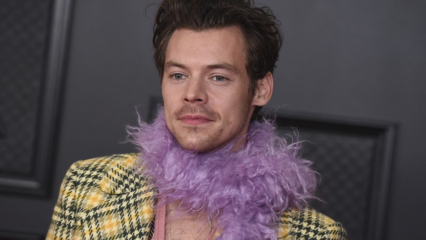 Harry Styles poses in the press room at the 63rd annual Grammy Awards at the Los Angeles Convention Center on Sunday, March 14, 2021. (Photo by Jordan Strauss/Invision/AP)
Harry Styles