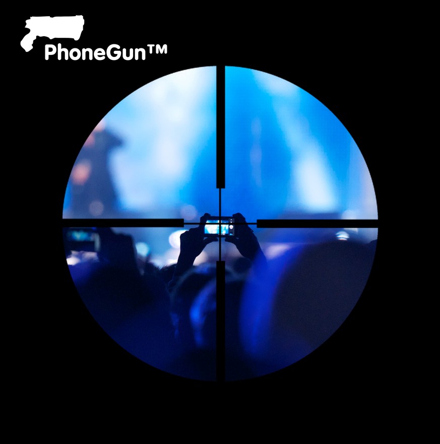 PhoneGun™ mit Fadenkreuz (separat erhältlich) (Shutterstock).