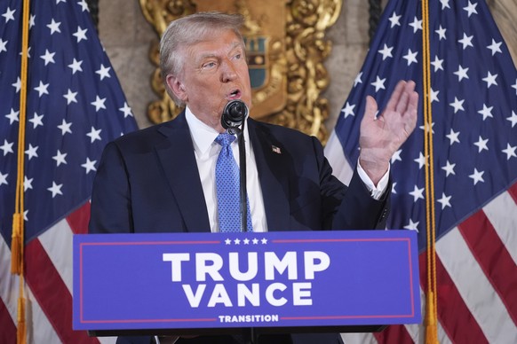 President-elect Donald Trump speaks during a news conference at Mar-a-Lago, Monday, Dec. 16, 2024, in Palm Beach, Fla. (AP Photo/Evan Vucci)
Donald Trump