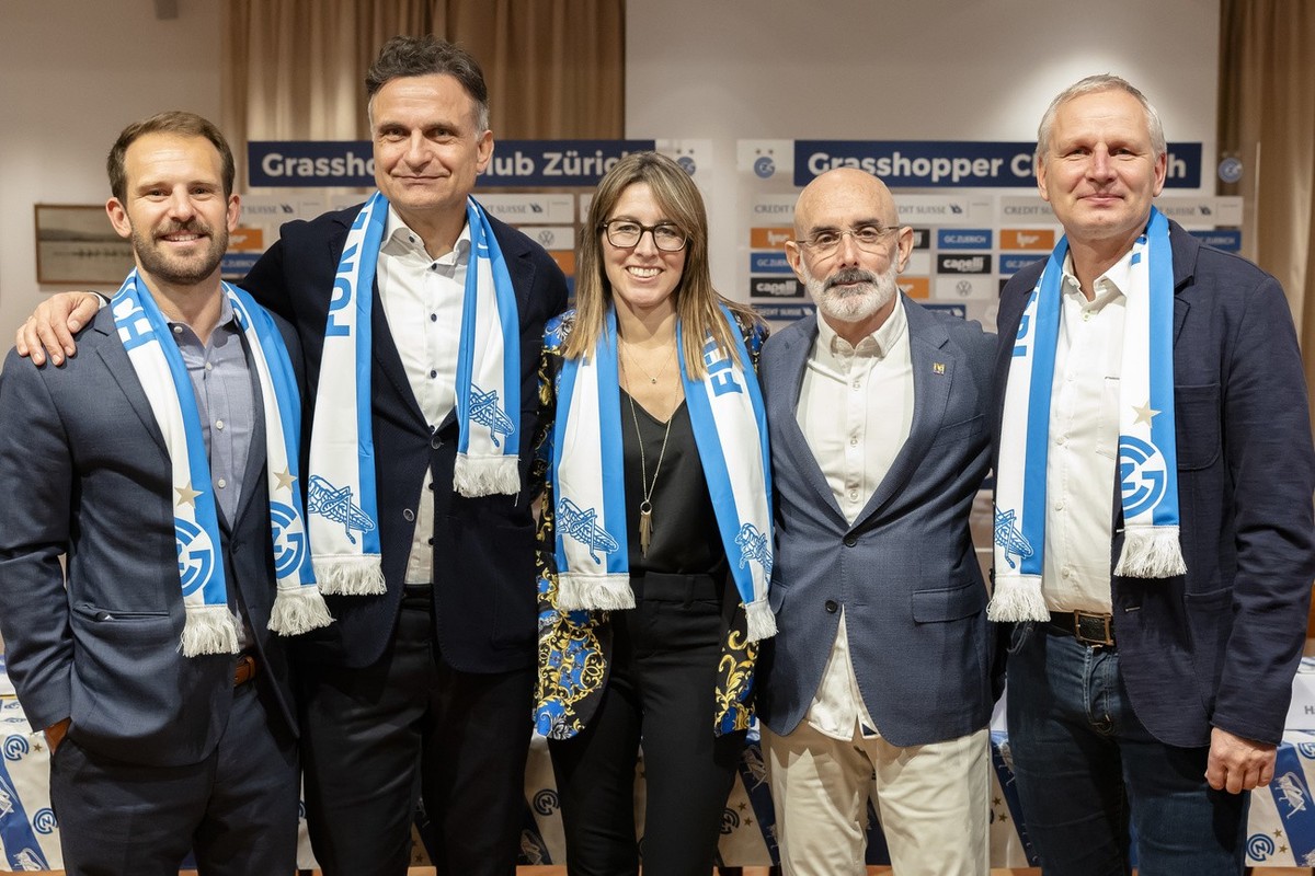 Joe Connaughton, General Counsel at LAFC Grasshopper President Andras Gurovits, Stacy Johns, Chief Operating Officer of the Los Angeles Football Club (LAFC), Larry Freedman, Co-President and Chief Bus ...