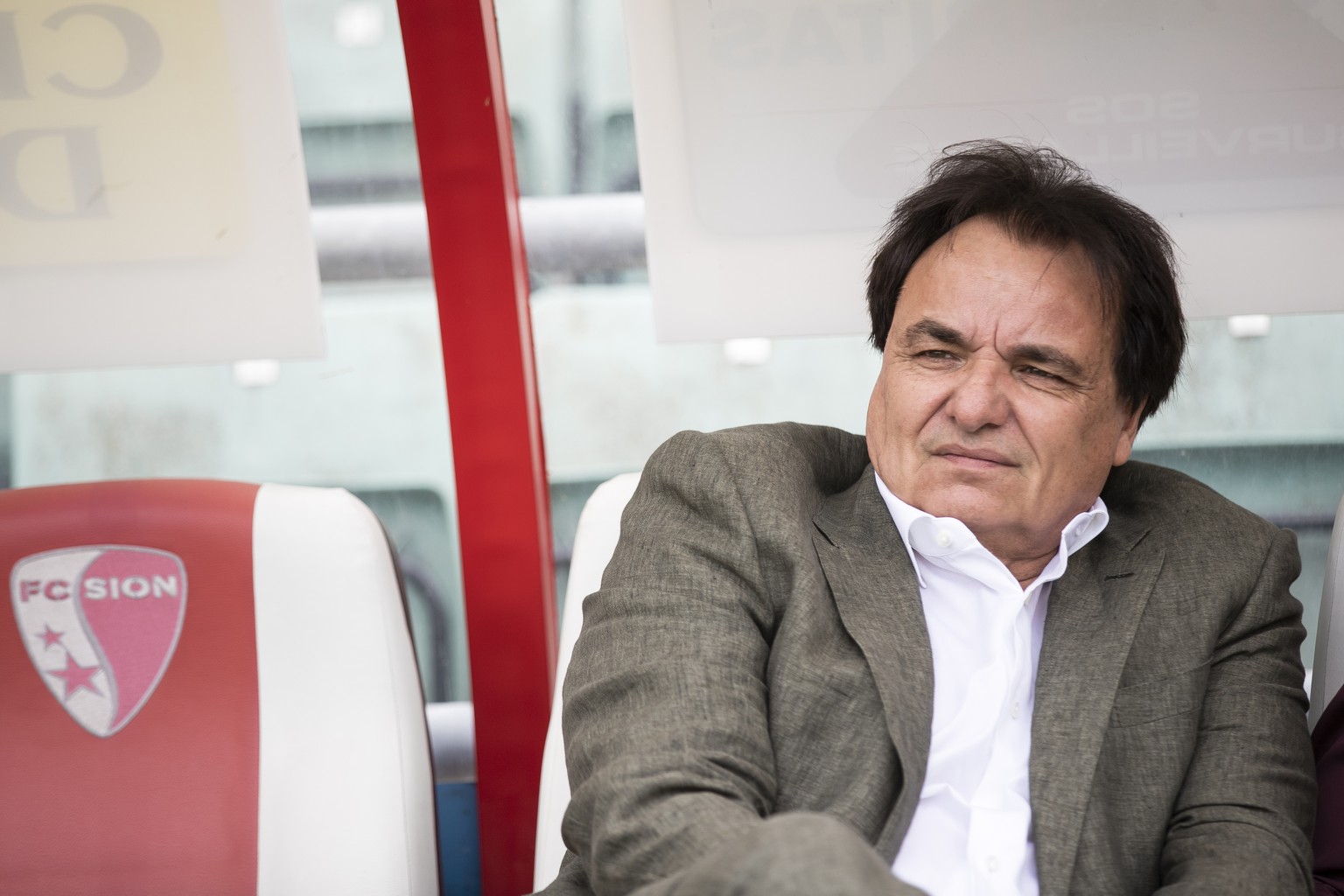 Le president du FC Sion Christian Constantin lors de la rencontre du championnat de football de Super League entre le FC Sion et le Geneve Servette FC, ce dimanche, 22 mai 2022, au stade de Tourbillon ...