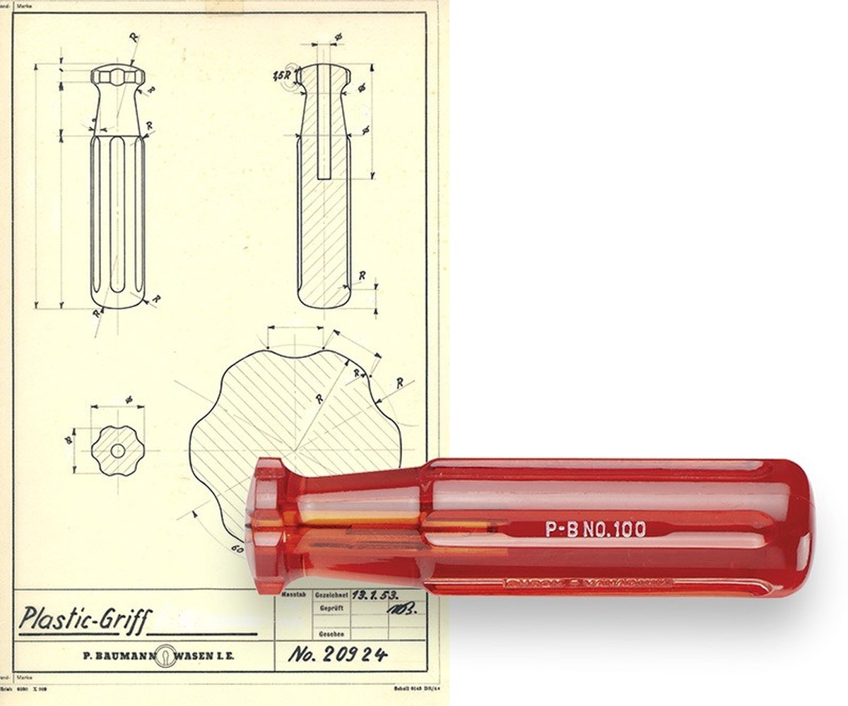 Technische Zeichung Schraubenzieher, PB Swiss Tools.