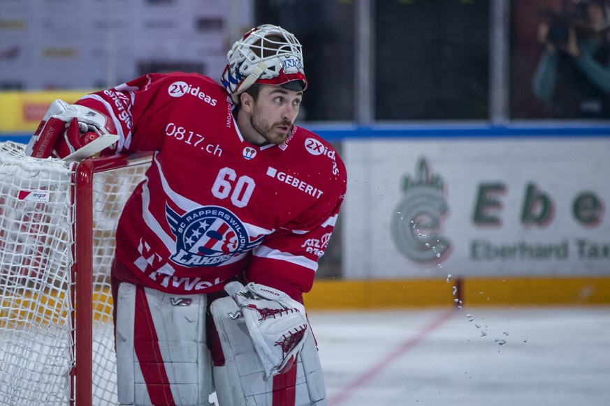 SC Rapperswil-Jona Lakers Torhueter Melvin Nyffeler waehrend dem Eishockey-Meisterschaftsspiel der National League zwischen den SC Rapperswil-Jona Lakers und dem HC Ajoie am Dienstag, 28. September 20 ...