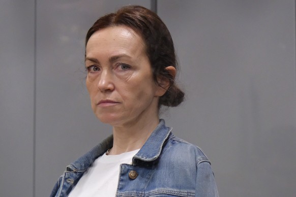 FILE - Alsu Kurmasheva, an editor for the U.S. government-funded Radio Free Europe/Radio Liberty&#039;s Tatar-Bashkir service, attends a court hearing in Kazan, Russia on May 31, 2024. A Russian court ...