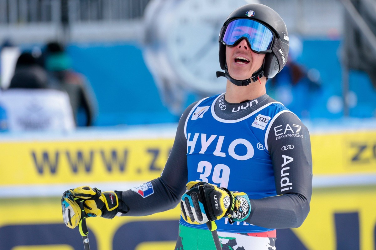 Franzoso Matteo ITA during 2023 Audi FIS Ski World Cup - Men s Super G, alpine ski race in Cortina dÃ&amp; x80&amp; x99Ampezzo, Italy, January 28 2023 PUBLICATIONxNOTxINxITA Copyright: xMattiaxRadonix ...