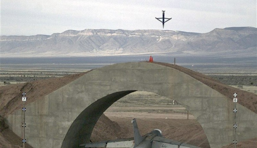 A small diameter bomb is tested against a reinforced hangar