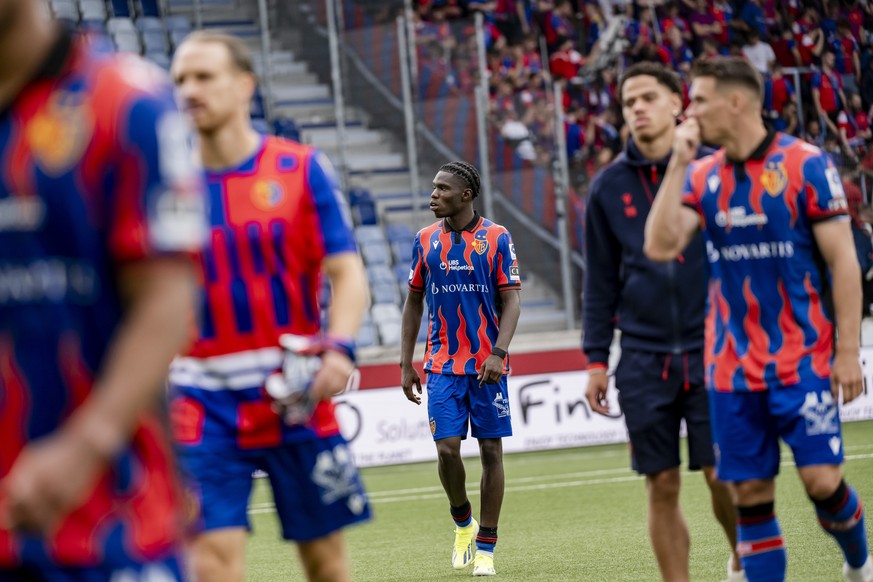 Deception de Thierno Barry (FCB) et de ses coequipiers lors de la rencontre de football de Super League entre FC Lausanne-Sport et FC Basel 1893 le dimanche 21 juillet 2024 au stade de la Tuiliere a L ...