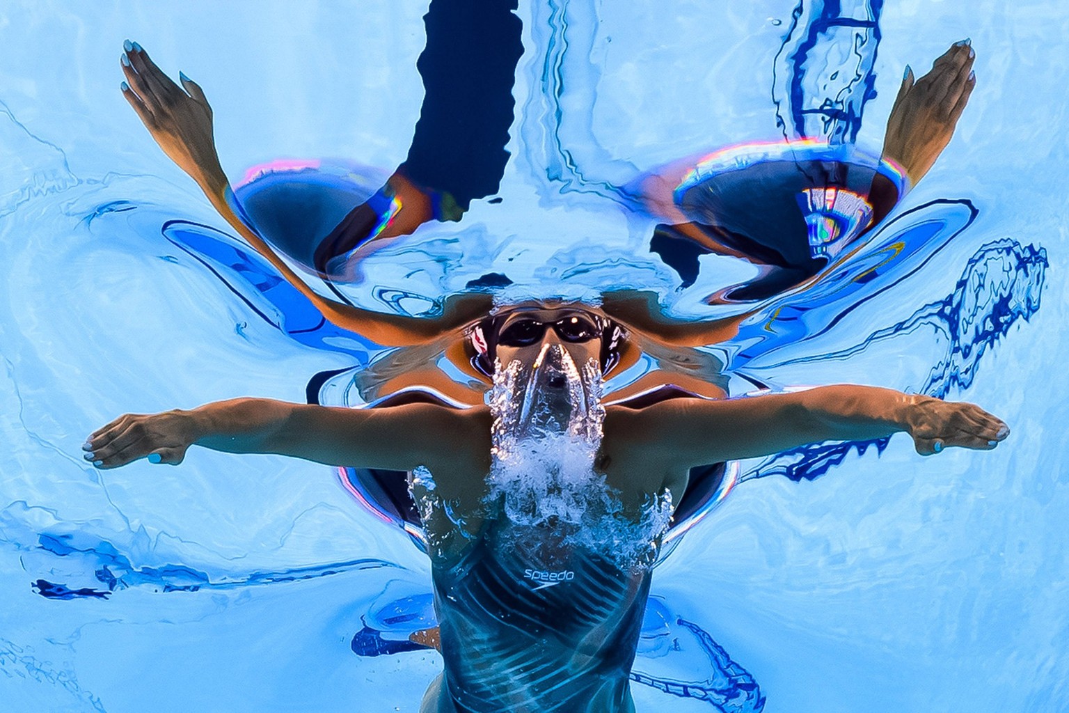 250728 Anna Elendt of Germany competes in womens 100 meters breaststroke swimming semifinal during day 18 of the World Aquatics Championships on July 28, 2025 in Singapore. Photo: Joel Marklund / BILD ...