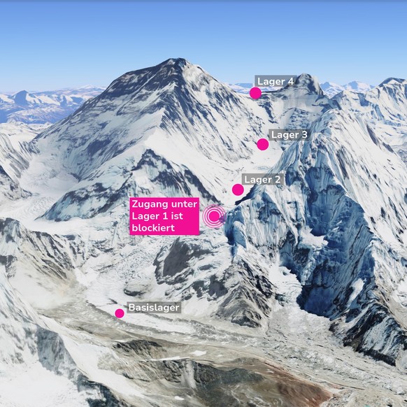 Übersichtskarte Mount Everest im April 2026.