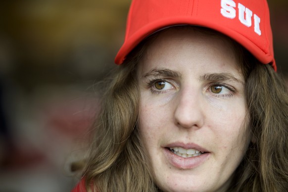 Patrizia Kummer of Switzerland speaks during a media conference of the Swiss Snowboard Alpine team in the Cafe Bene at Blue Cono in Bokwang during the XXIII Winter Olympics 2018 in Pyeongchang, South  ...