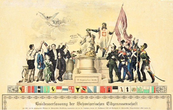 Erinnerungsblatt an das Inkrafttreten der ersten Bundesverfassung am 12. September 1848.