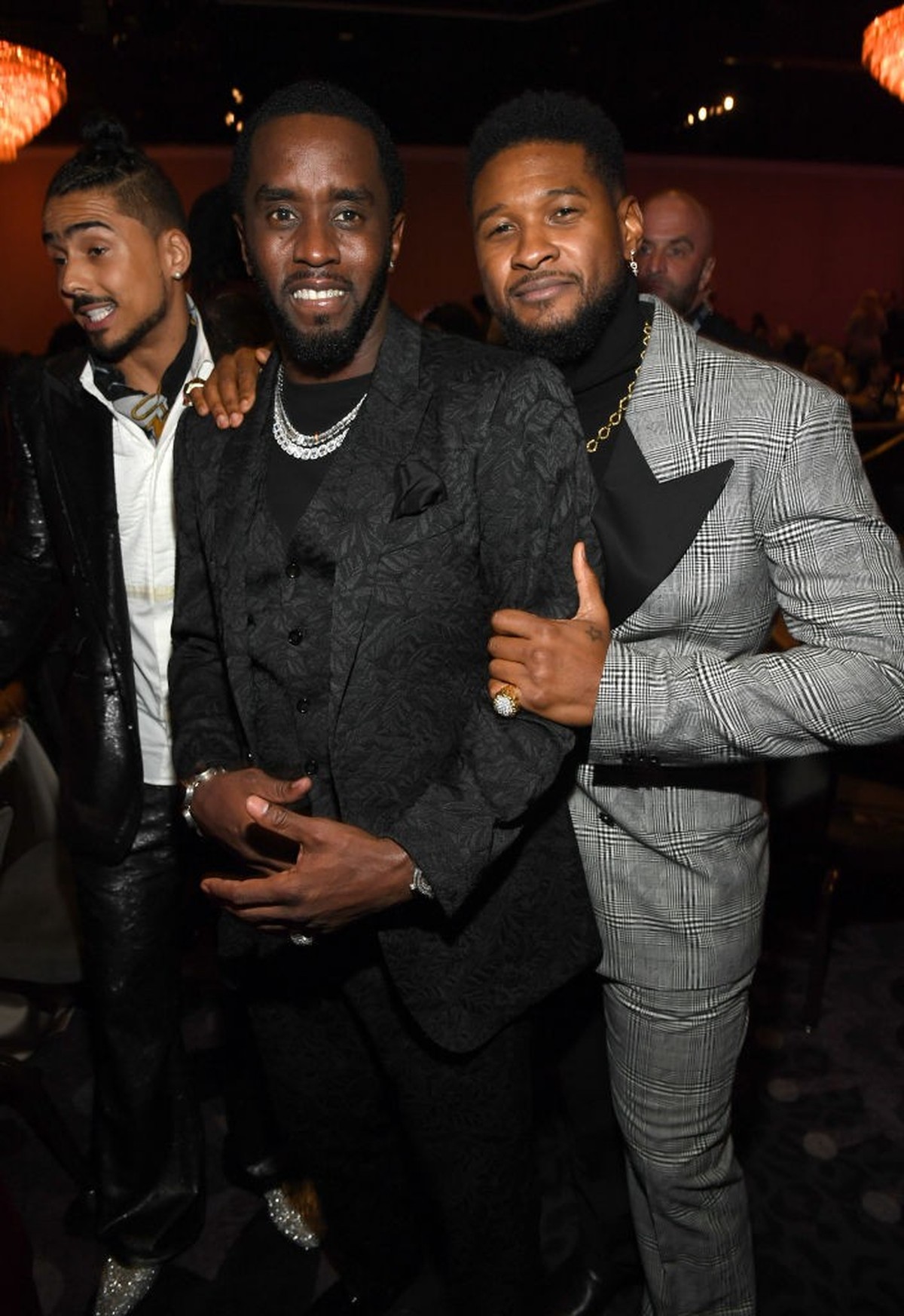 BEVERLY HILLS, CALIFORNIA - JANUARY 25: (L-R) Sean 'Diddy' Combs and Usher attend the Pre-GRAMMY Gala and GRAMMY Salute to Industry Icons Honoring Sean "Diddy" Combs on January 25, ...