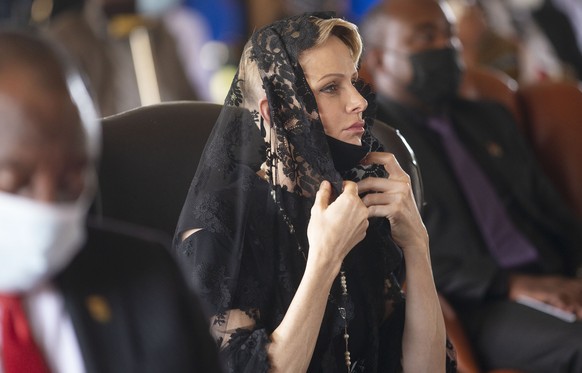 Charlene, Princess of Monaco attends the memorial service for Zulu King Goodwill Zwelithini in Nongoma, South Africa, Thursday, March 18, 2021. The monarch passed away early Friday after a reign that  ...