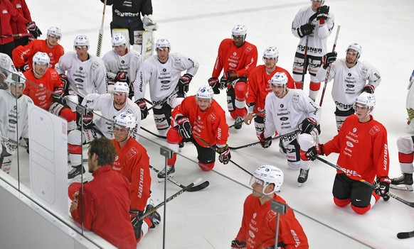 Headcoach Patrick Fischer beim Training mit der Schweizer Eishockeynationalmannschaft in Zuerich am Montag, 30. April 2018. (KEYSTONE/Walter Bieri)