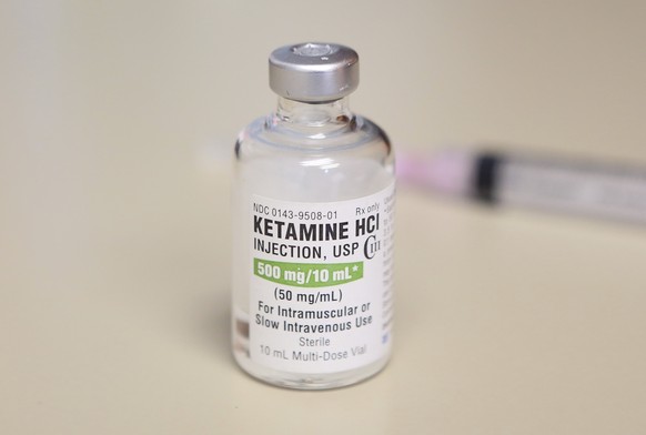 FILE - A vial of ketamine is displayed for a photograph in Chicago on July 25, 2018. An investigation led by The Associated Press published in 2024, has found the practice of giving sedatives to peopl ...