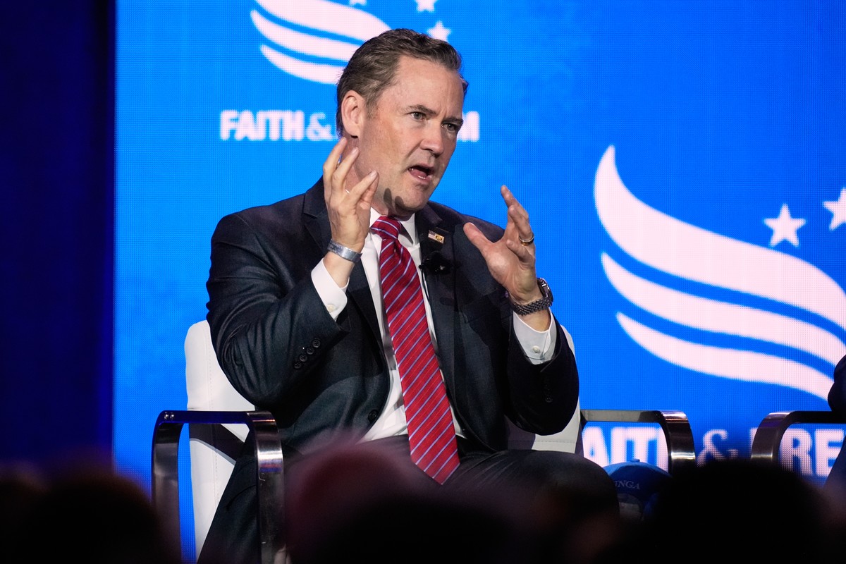 U.S. Ambassador to the United Nations Mike Waltz speaks to the Faith &amp; Freedom Coalition, a gathering of conservative Christian activists and leaders, Friday, June 26, 2026, in Washington. (AP Pho ...