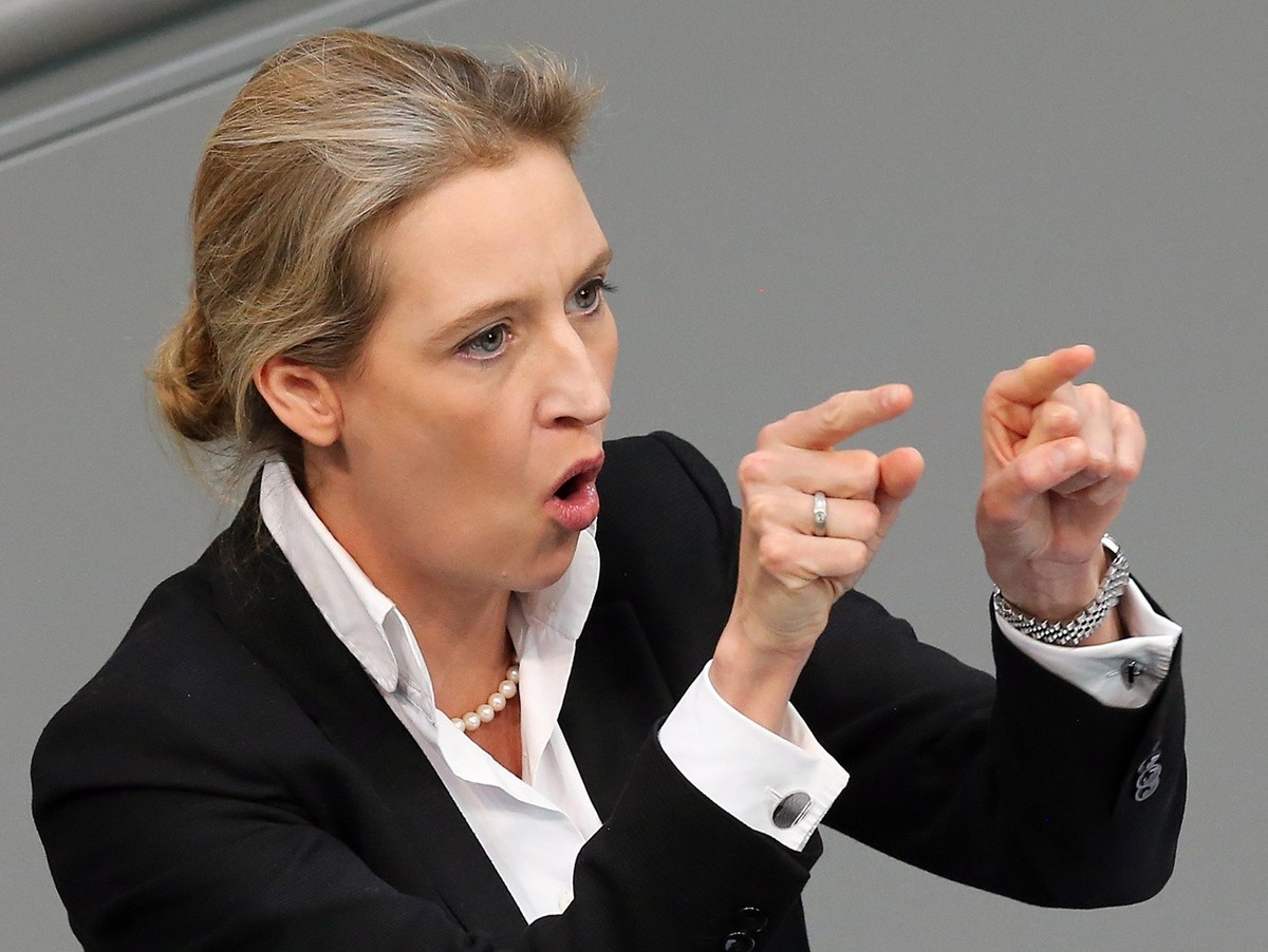 21.03.2018, Berlin: Alice Weidel (AfD), Fraktionsvorsitzende, spricht im Deutschen Bundestag nach der Regierungserkl�rung der Bundeskanzlerin. Foto: Wolfgang Kumm/dpa +++ dpa-Bildfunk +++ (KEYSTONE/DP ...