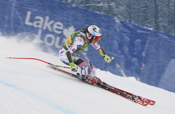 Dec 4, 2016; Lake Louise, Alberta, CAN; Tina Weirather of Liechtenstein during the women&#039;s super G race in the FIS alpine skiing World Cup at Lake Louise Ski Resort. Mandatory Credit: Eric Bolte- ...