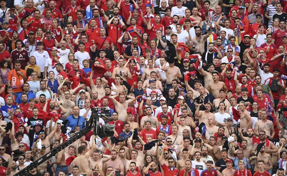 Czech Republic fans inside the stadium during the Euro 2020 soccer championship round of 16 match between the Netherlands and Czech Republic at the Puskas Arena in Budapest, Hungary, Sunday, June 27,  ...