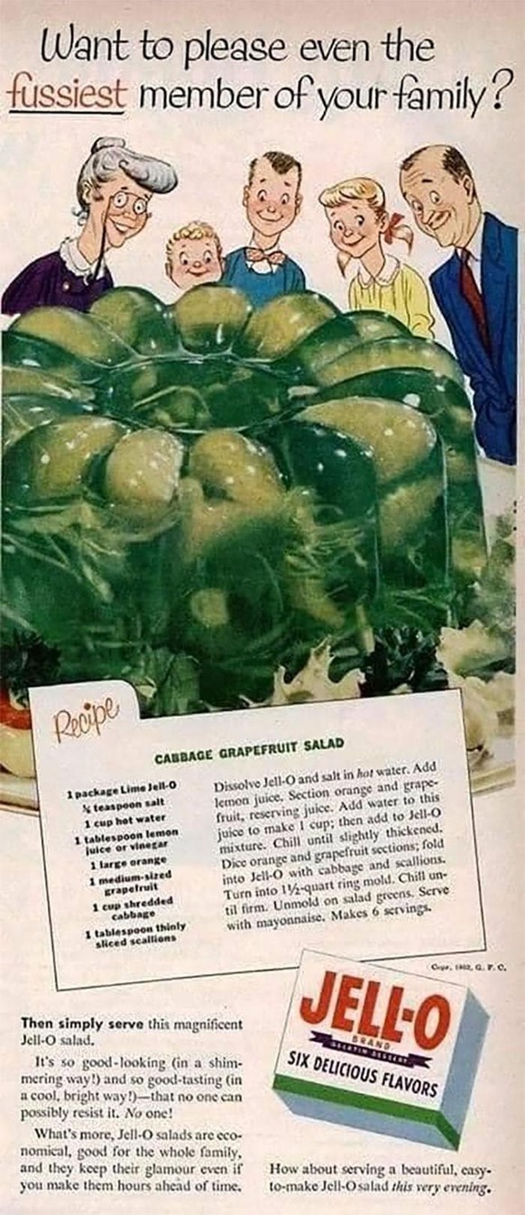 vintage jello recipes from hell sulz sülze glibber aspik essen food kochen retro