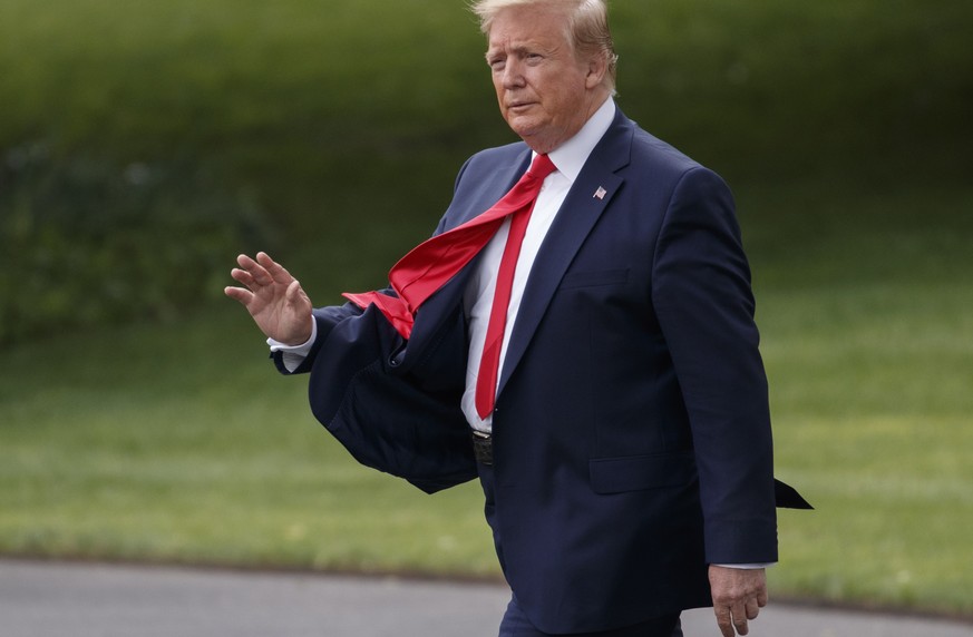 epa07556522 US President Donald J. Trump walks to board Marine One on the South Lawn of the White House in Washington, DC, USA, 08 May 2019. Earlier in the day President Trump invoked executive privil ...