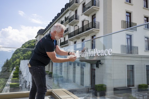 Final preparations ahead of the Buergenstock conference at the Buergenstock Resort on Thursday, 13 June 2024. A Ukraine peace conference with over 90 delegations from all over the world will take plac ...