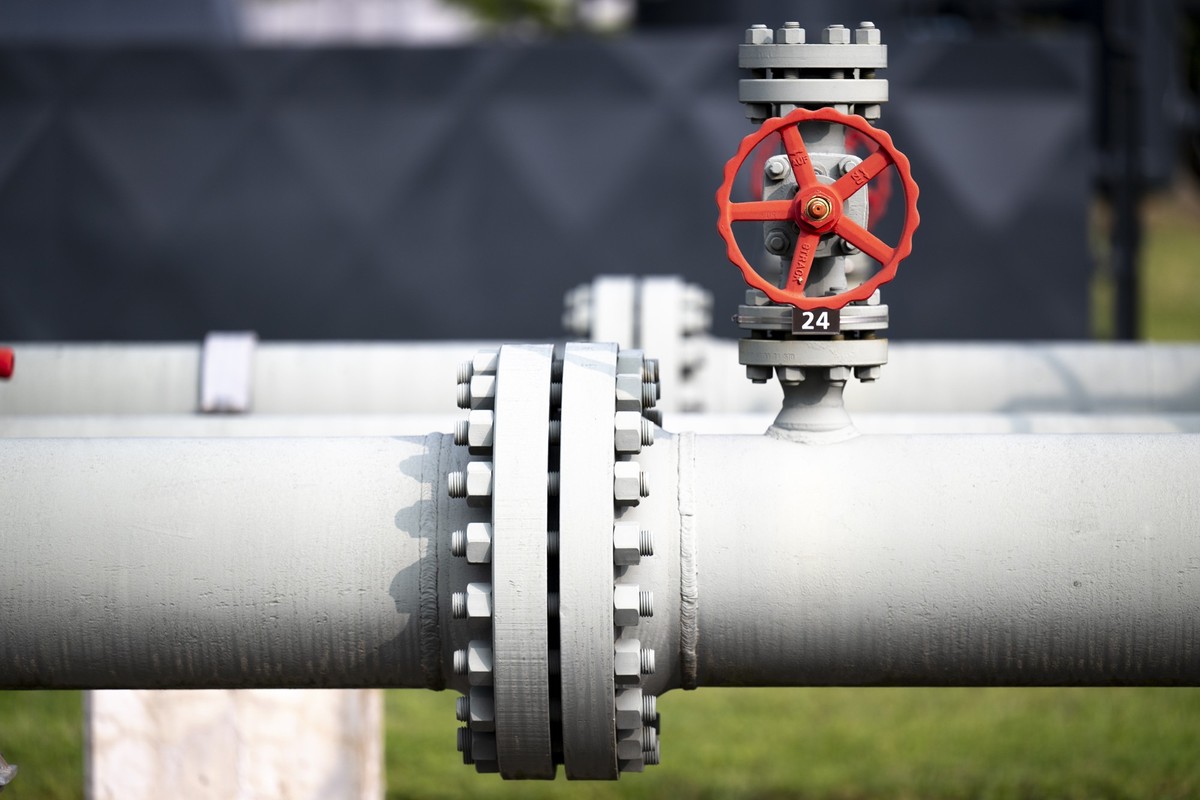 Un gazoduc, canalisation destinee au transport de matieres gazeuses sous pression photographiee lors de l'inauguration du laboratoire d'innovation du projet GreenGas de Gaznat ce mercredi 30 ...