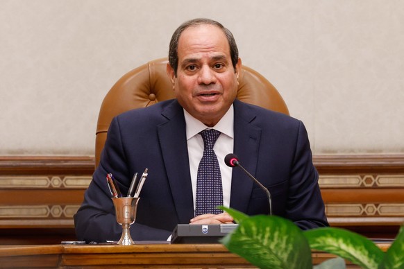 epa10522318 Egyptian President Abdel Fattah al-Sisi speaks during a meeting with Italy&#039;s Minister for Foreign Affairs Antonio Tajani in Cairo, Egypt, 14 March 2023. Tajani arrived in Egypt follow ...