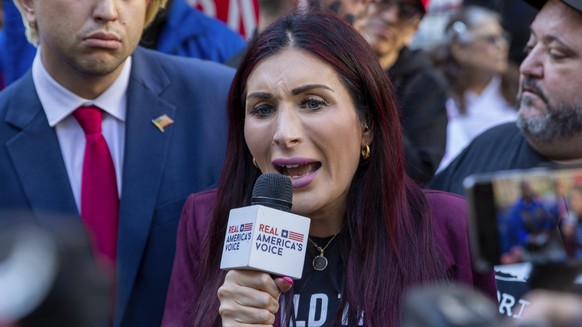 FILE - Right-wing activist Laura Loomer speaks in front of the courthouse where the hush-money trial of Donald Trump is underway, April 15, 2024, in New York. (AP Photo/Ted Shaffrey, File)
Trump Natio ...
