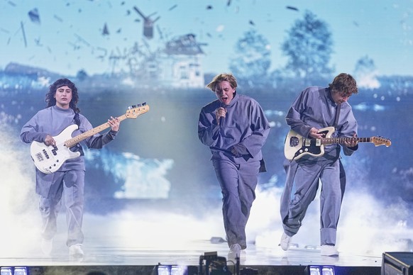 Katarsis from Lithuania performs the song &quot;Tavo Akys&quot; during the dress rehearsal for the second semi-final of the 69th Eurovision Song Contest, in Basel, Switzerland, Wednesday, May 14, 2025 ...