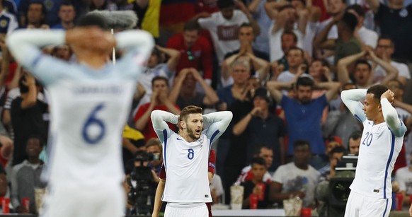 Football Soccer - England v Russia - EURO 2016 - Group B - Stade VÃ©lodrome, Marseille, France - 11/6/16
England&#039;s Adam Lallana looks dejected after missing a opportunity to score
REUTERS/Jason ...