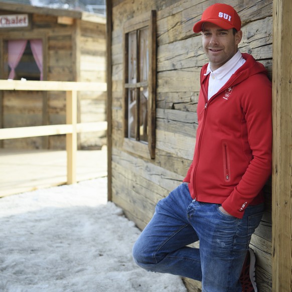 Jonas Lenherr of Switzerland poses during a media conference of the Swiss Ski Cross team in the House of Switzerland during the XXIII Winter Olympics 2018 in Pyeongchang, South Korea, on Monday, Febru ...