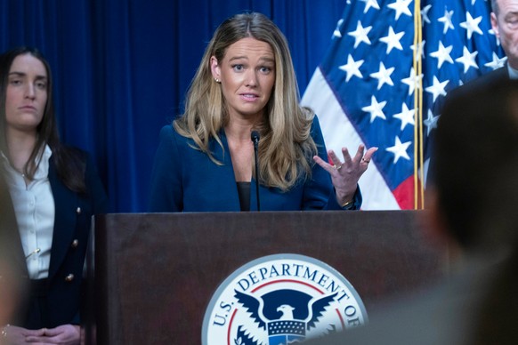 DHS Assistant Secretary for Public Affairs Tricia McLaughlin speaks during a news conference at ICE Headquarters, in Washington, Wednesday, May 21, 2025. (AP Photo/Jose Luis Magana)
Tricia McLaughlin