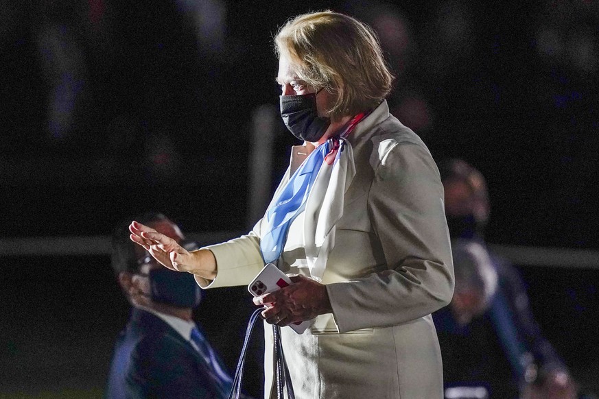 FILE - Virginia Thomas, wife of Supreme Court Justice Clarence Thomas, arrives to watch Amy Coney Barrett take the Constitutional Oath on the South Lawn of the White House in Washington,Oct. 26, 2020, ...