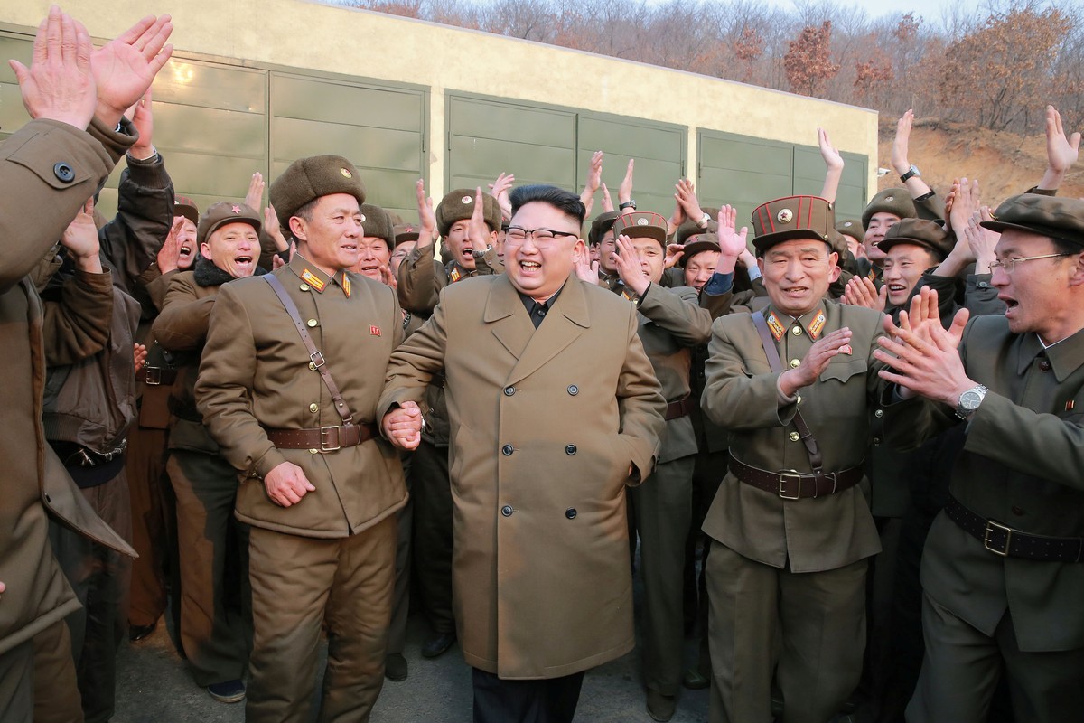 North Korean leader Kim Jong Un watched the ground jet test of a Korean-style high-thrust engine newly developed by the Academy of the National Defence Science in this undated picture provided by KCNA ...