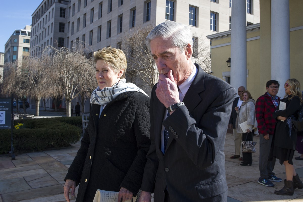 IN this March 24, 2019, photo, Special Counsel Robert Mueller, and his wife Ann, depart St. John's Episcopal Church, across from the White House, in Washington. The release of the special counsel ...
