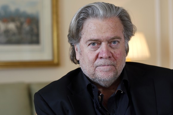 FILE - Former White House strategist Steve Bannon poses prior to an interview with The Associated Press, in Paris, May 27, 2019. Bannon, a longtime ally to former President Donald Trump, was indicted  ...