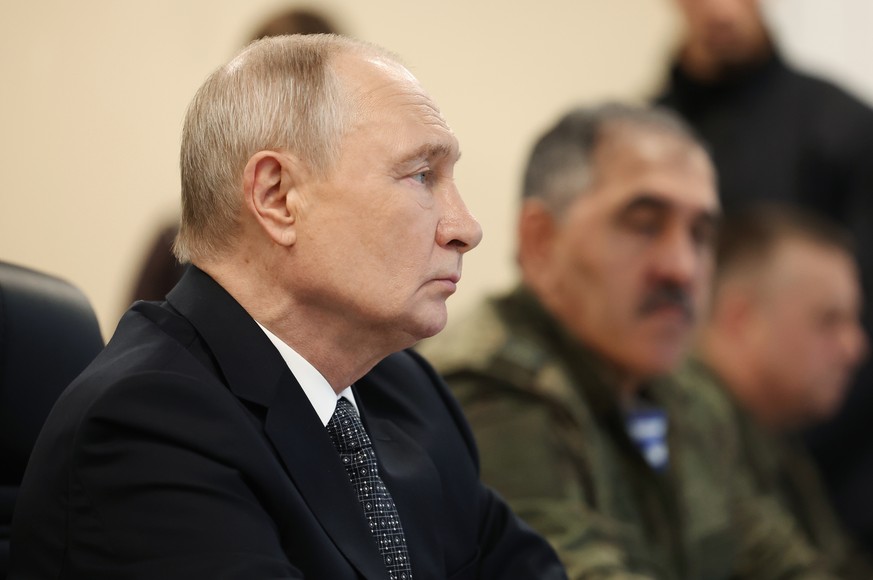 epa13277597 Russian President Vladimir Putin observes the ?Centre-2026 strategic command and staff exercises involving the Collective Rapid Reaction Force of the Collective Security Treaty Organizatio ...