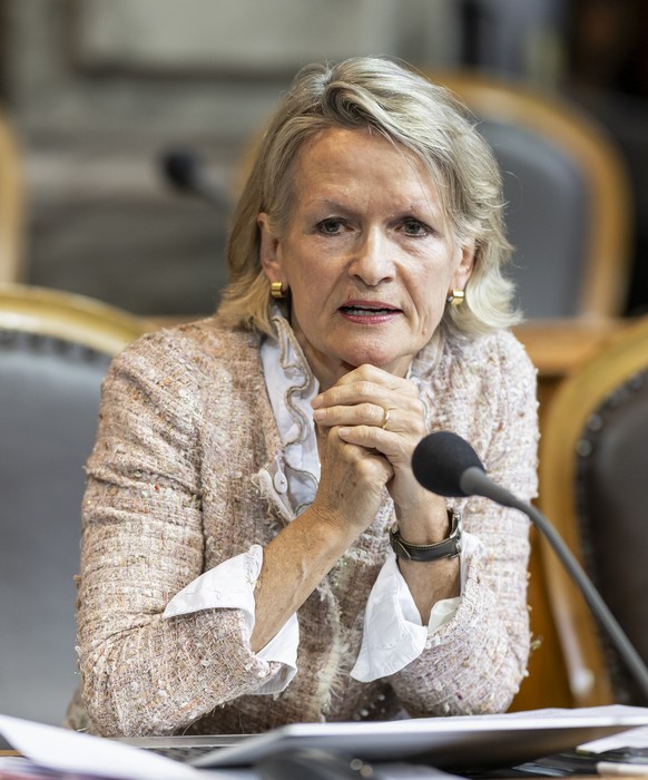 Andrea Gmuer, Mitte-LU, spricht zur Finanzierung der Armee an der Sommersession der Eidgenoessischen Raete, am Montag, 3. Juni 2024 im Staenderat in Bern. (KEYSTONE/Alessandro della Valle)