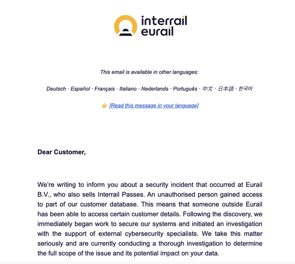 Interrail Eurail Datenklau