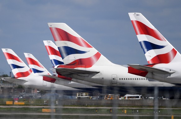 epa08551024 (FILE) - British Airways aircrafts are parked on the tarmac at Heathrow Airport, in Britain, 02 May 2020 (reissued 17 July 2020). Britain&#039;s flagship aircraft carrier British Airways o ...