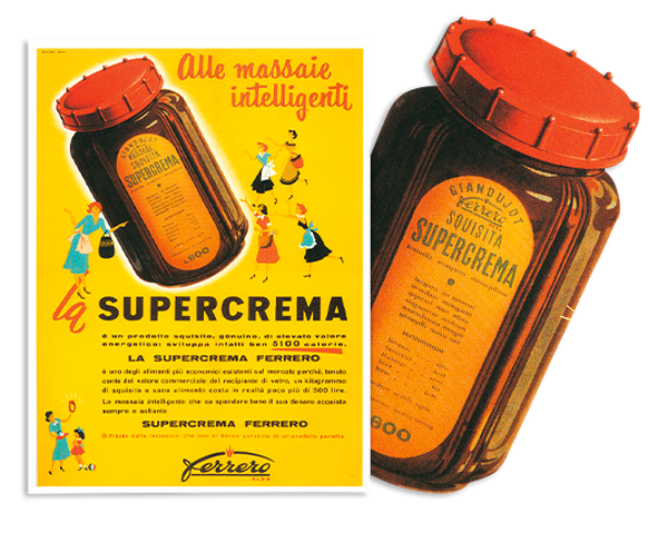 nutella supercrema schokolade haelnuss haselnüsse dessert süss essen food italien history https://www.nutella.com/en/uk/history#1951