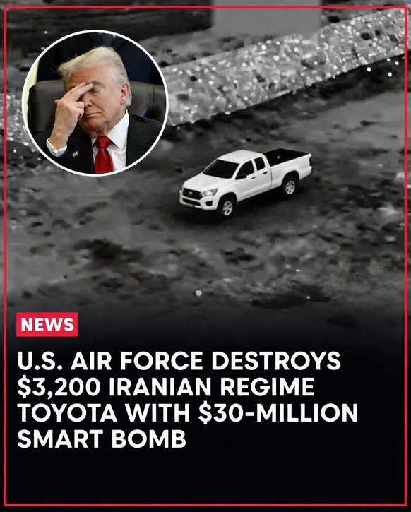 Toyota Iran War Memes https://babylonbee.com/news/us-air-force-destroys-3200-iranian-regime-toyota-with-30-million-smart-bomb